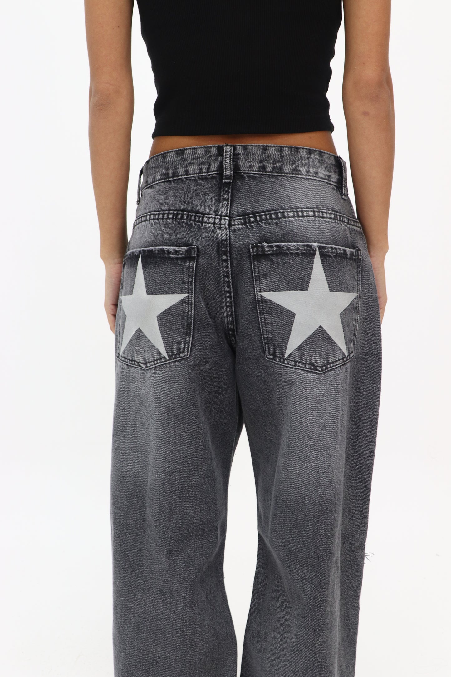 Star pants in washed grey