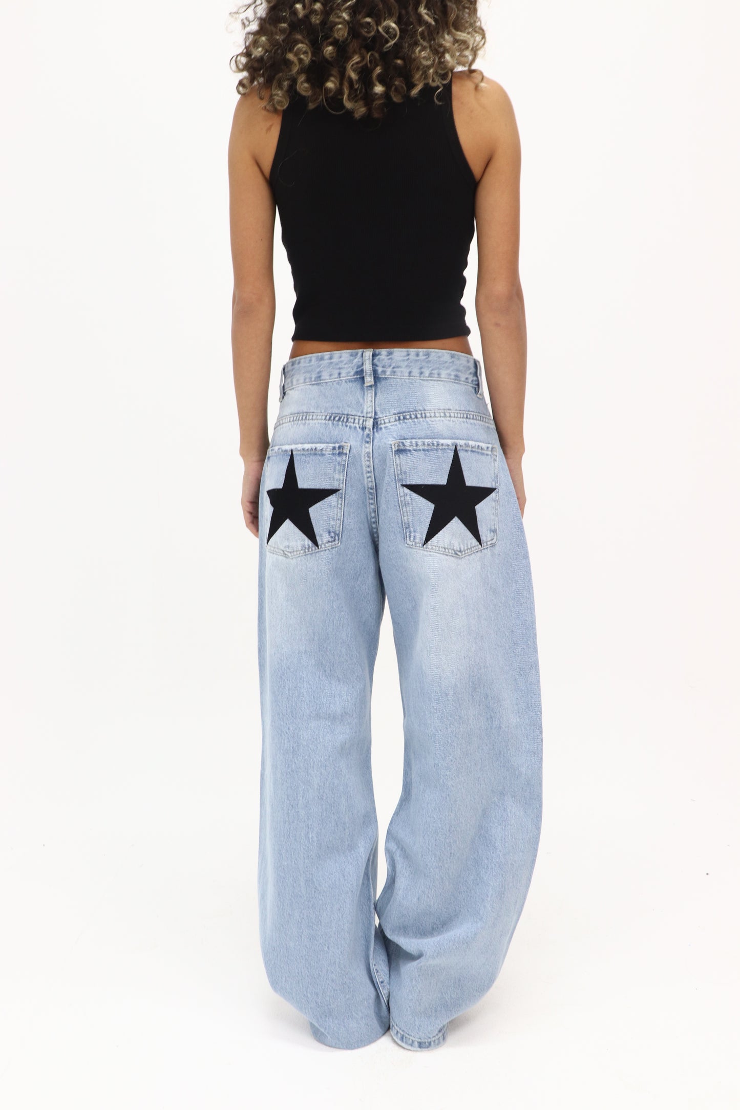 Star pants in washed blue