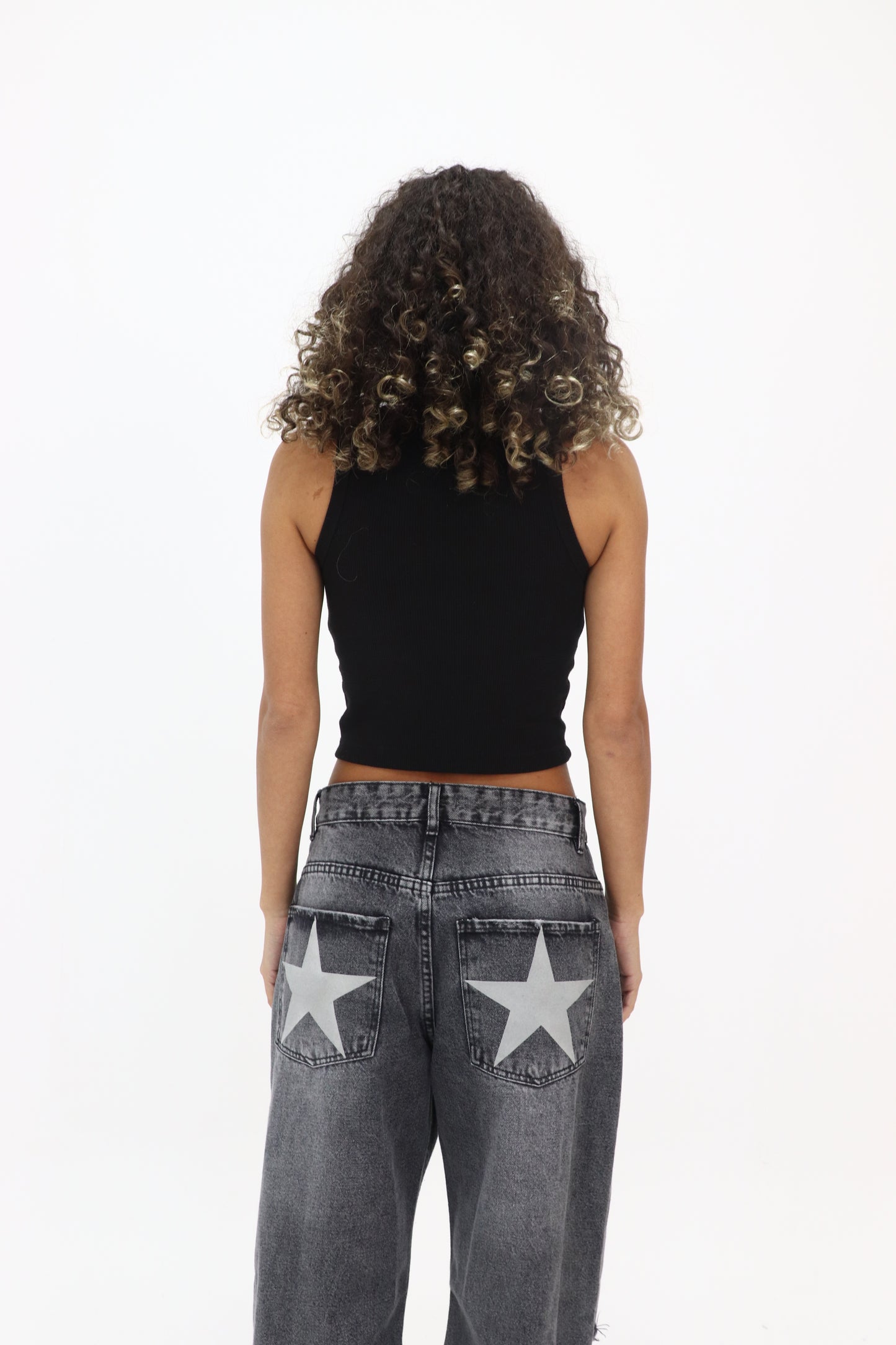 Star pants in washed grey