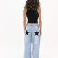 Star pants in washed blue