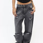 Star pants in washed grey