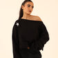 off-shoulder sweatshirt in black