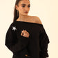 off-shoulder sweatshirt in black