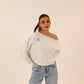 off-shoulder sweatshirt in white