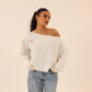 off-shoulder sweatshirt in white