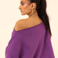 off-shoulder sweatshirt in purple